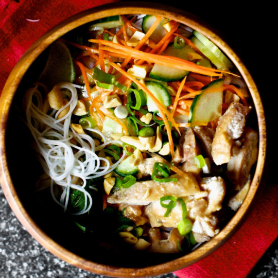Cold Rice Noodles with Peanut-Lime Chicken