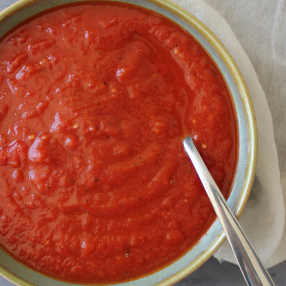 A bowl of homemade pizza sauce