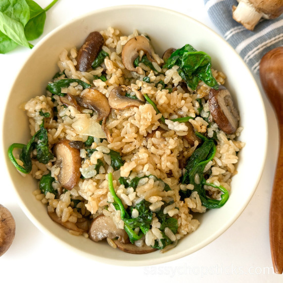 spinach mushroom rice