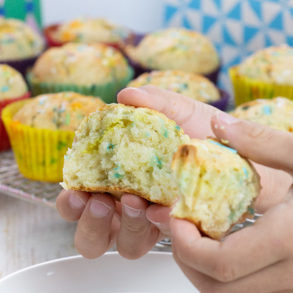 funfetti interior of fluffy muffin