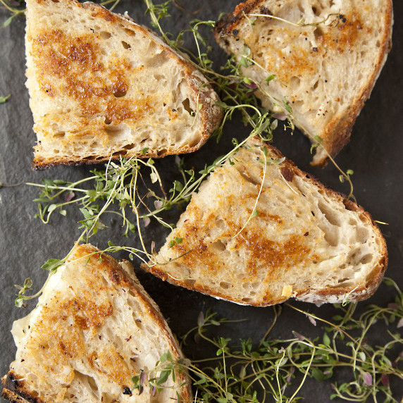 Sourdough Grilled Cheese Sandwiches with Caramelized Onions, Cheddar and Gruyere Cheese
