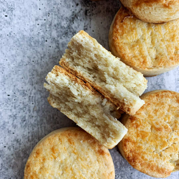 Homemade lard biscuits overhead shot