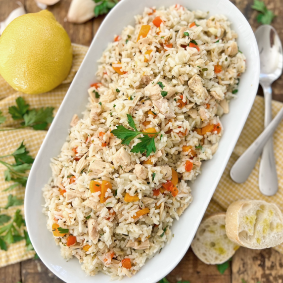 Mediterranean Garlic Tuna Rice