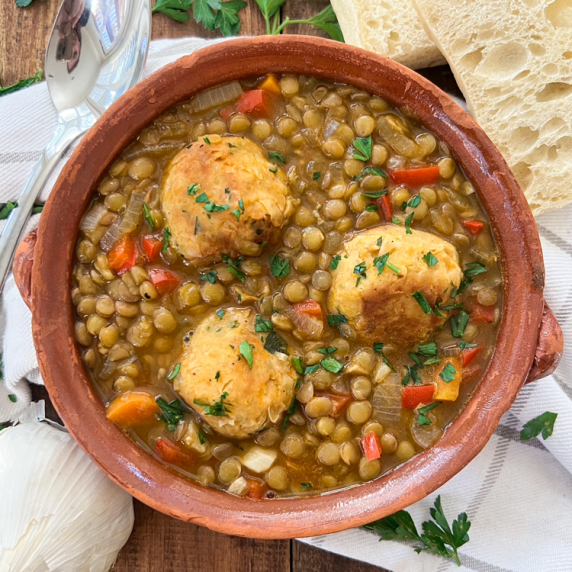 Lentil Stew with Veggie “Meatballs”