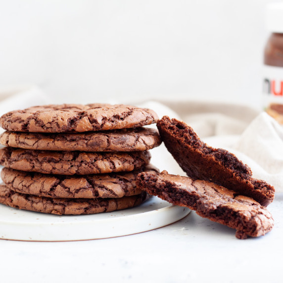 4 stacked nutella brownie cookies