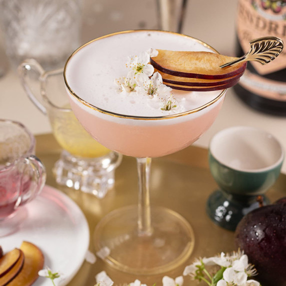 Delicate Pink gin cocktail  in a glass!  