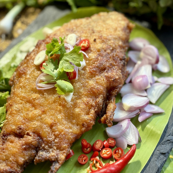 Pla som, Thai fermented fish, fried to perfection.