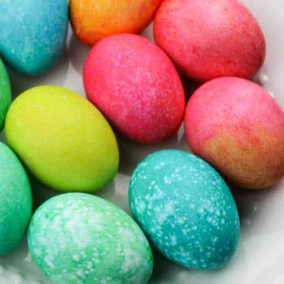 A pile of colorful Easter eggs.