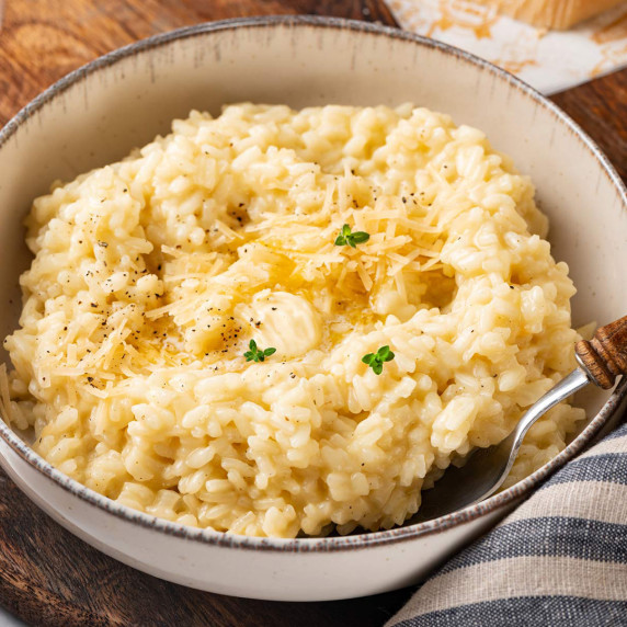 Creamy risotto in a serving bowl
