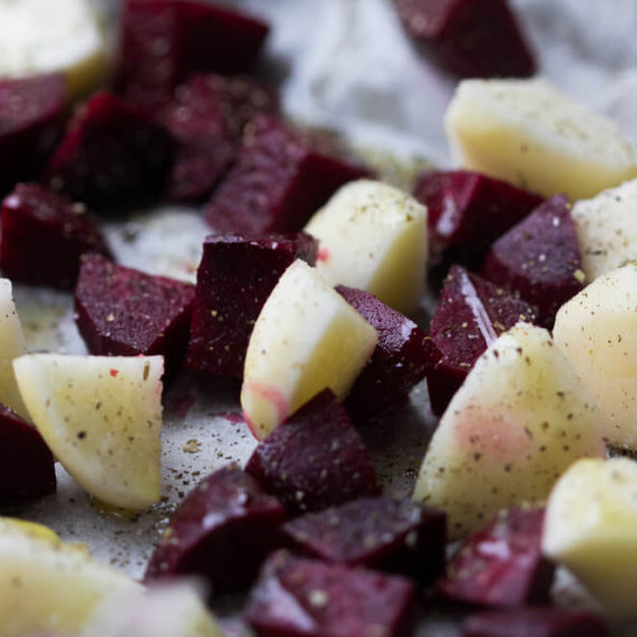 roasted beets and potatoes