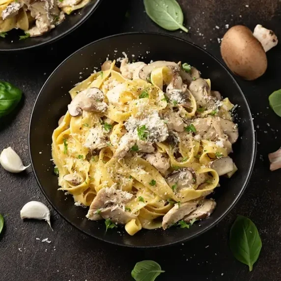 Easy Creamy Garlic and Mushroom Pasta using products from Real Italiano