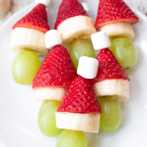 Fruit kabob for santa on plate