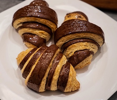 Coissant whit chocolate and jam