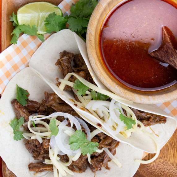 shredded beef tacos with dip