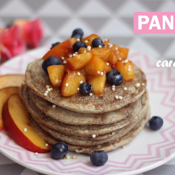 Gluten-free and vegan pancakes with caramelized nectarines