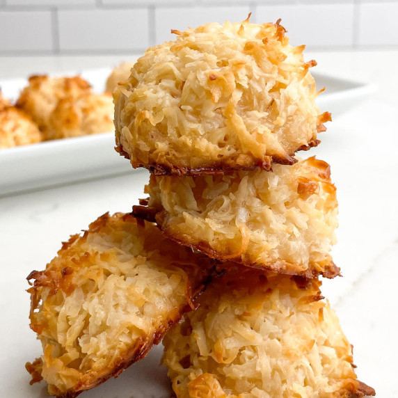 coconut macaroons on a white plate