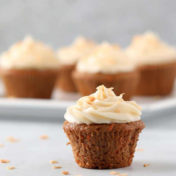 vegan carrot cake cupcakes with frosting