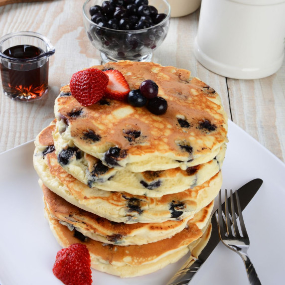 vegan blueberry pancake stack