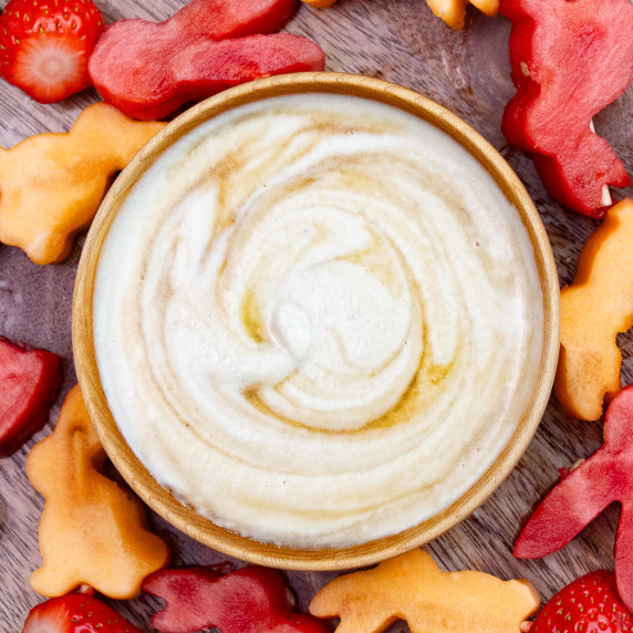 maple dip with fruit skewer for Easter brunch